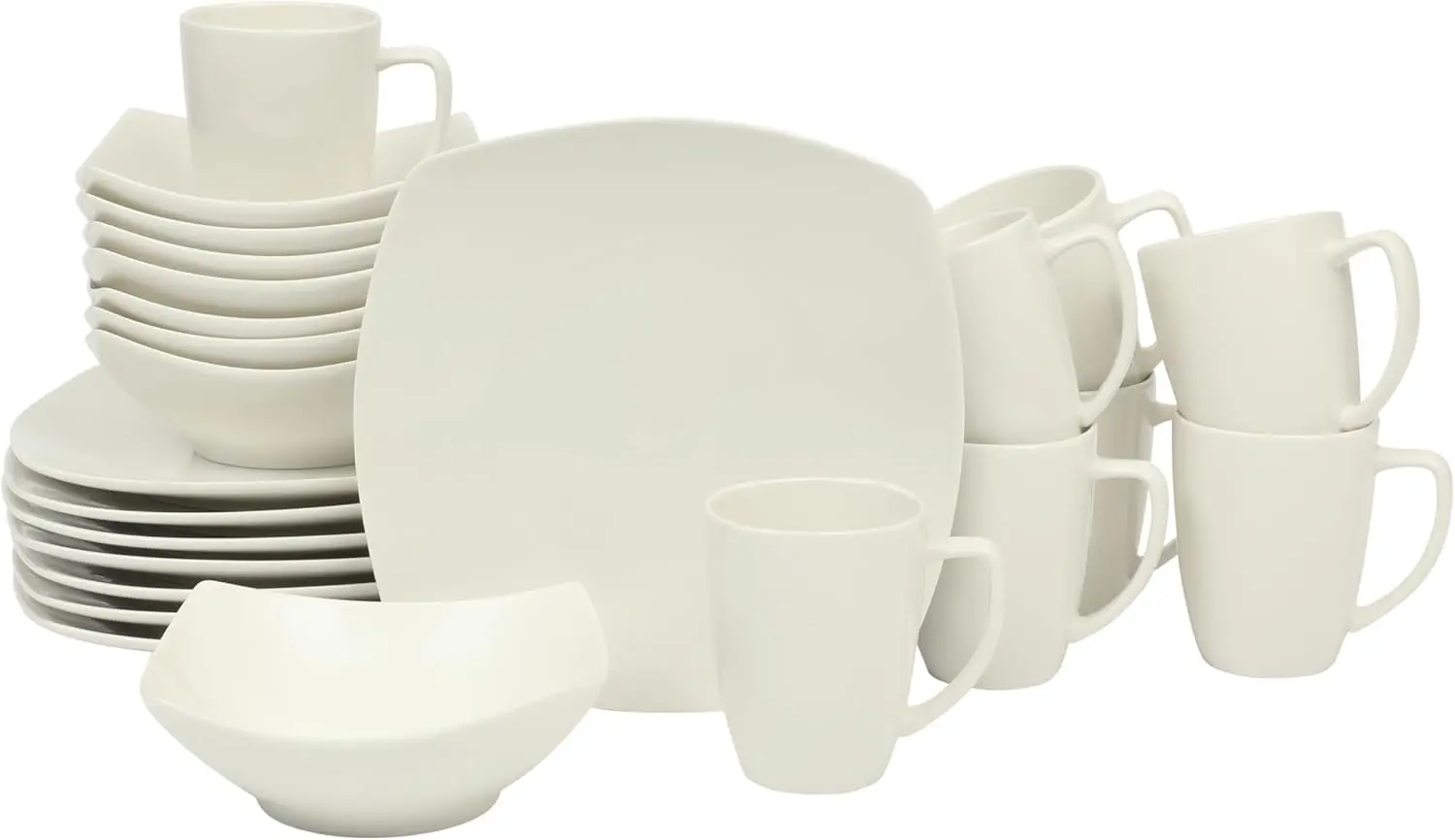 

Zen Buffet (Service for 8) 24 Piece Plates and Bowls Porcelain Solid Color Dishes Ceramic Dinnerware Set - White