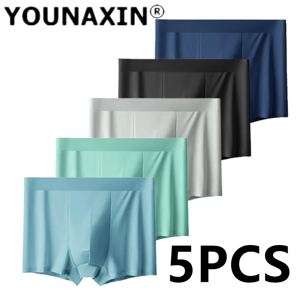 

5 Pieces Panties Ice Silk Men Underwear Undies Boy Underpants Soild Boxer Briefs Breathable Homme Flexible Shorts M L XL 2XL 3XL