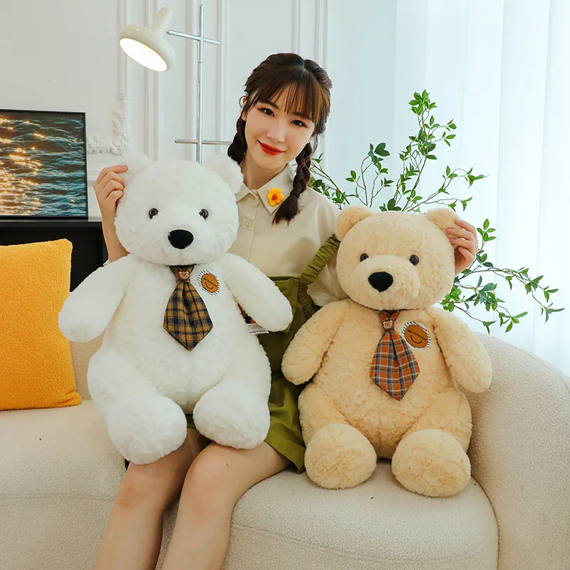 Lindo muñeco de peluche Kawaii, oso de peluche con pajarita, almohada, juguete suave para niños, regalo de cumpleaños y Navidad, adorable oso de dibujos animados