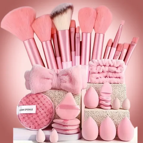 13/33pcs Professional Makeup Brush Set with Accessories for Combination Skin- Featuring Soft Brushes，Suitable for Beginners