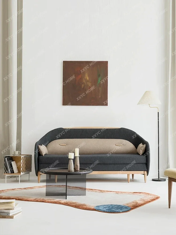 

Bed folding dual-purpose solid wood single small apartment living room double foldable