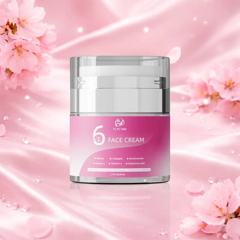 

6 in 1 Lightening Dark Spots Deep Hydration Moisturizer Vitamin C Whitening Private Label Retinol Face Brightening Firming Cream