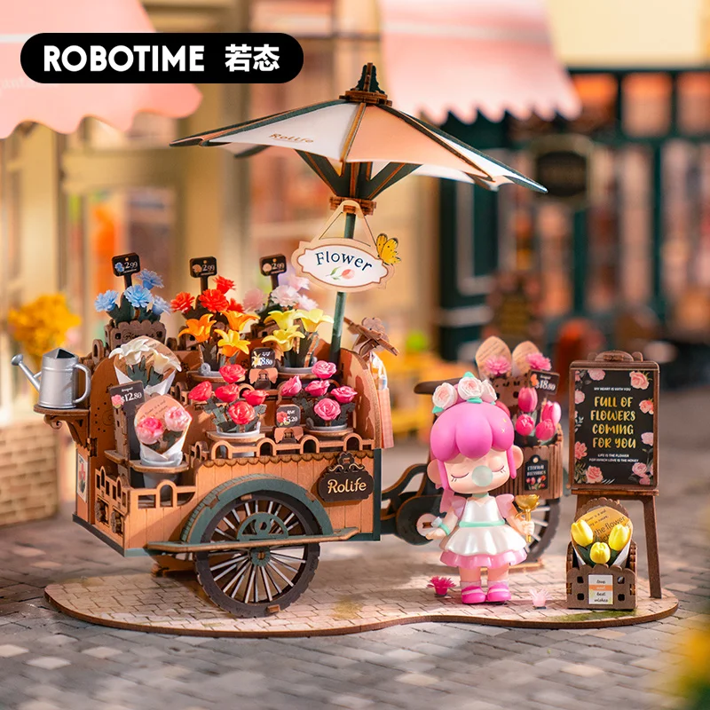 

Robotime Rolife Blossom Cart with Multi Flowers 3D Wooden Puzzle Toys for Girls Hands Craft Home Decoration Best Hand-made Gifts