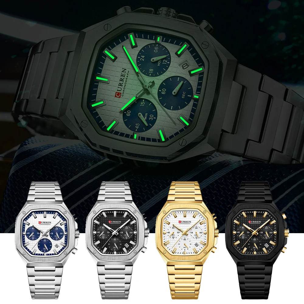 CUREEN Fashion Date Quartz Men Watches Top Brand Luxury Male Clock Chronograph Sport Mens Wrist Watch Relogio Masculino