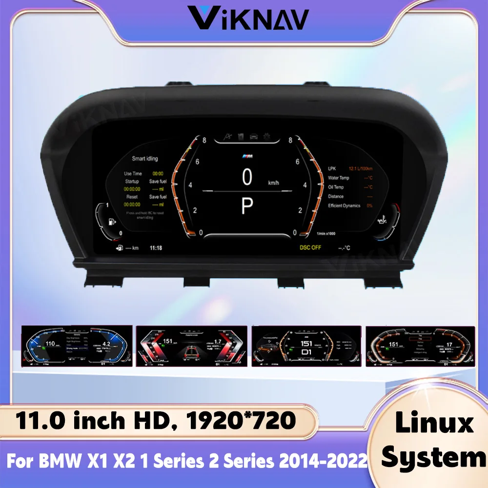 Viknav Linux System Digital Instrument Cluster 11 inch For BMW X1 X2 1Series 2Series 2014-2022 Car Speed Meter Digital Dashboard