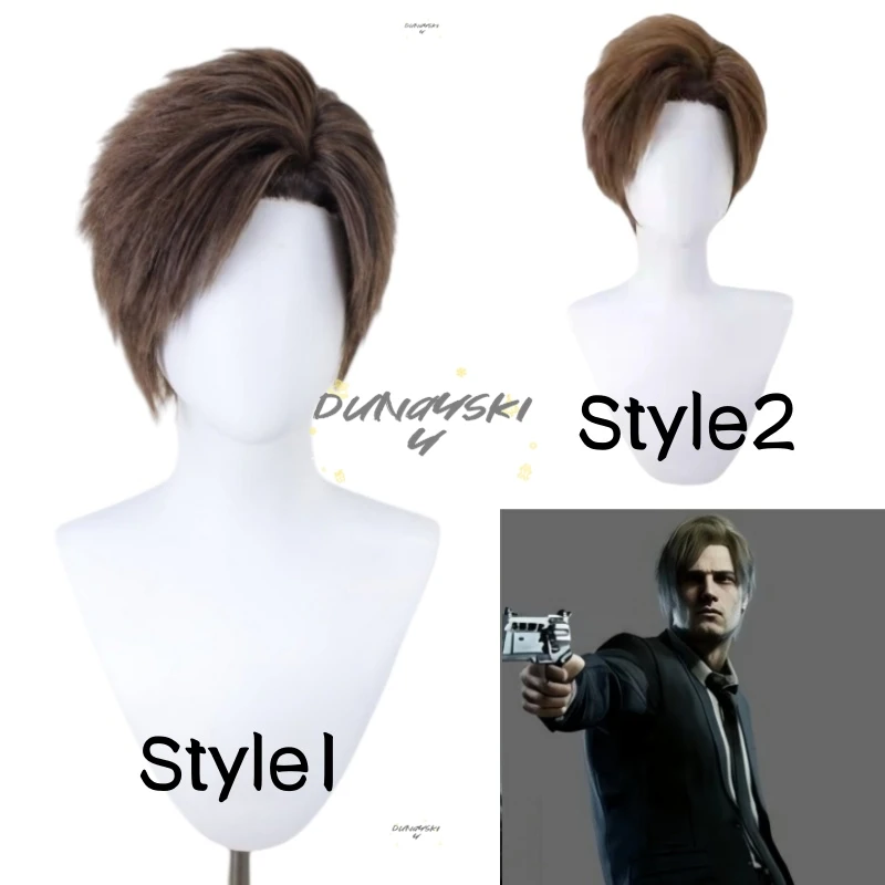 Image of Leon Scott Kennedy RE9 REQ Cosplay-Perücke, hitzebeständig, 2 Stile, Haar, Resident Evil Evil Requiem Prop
