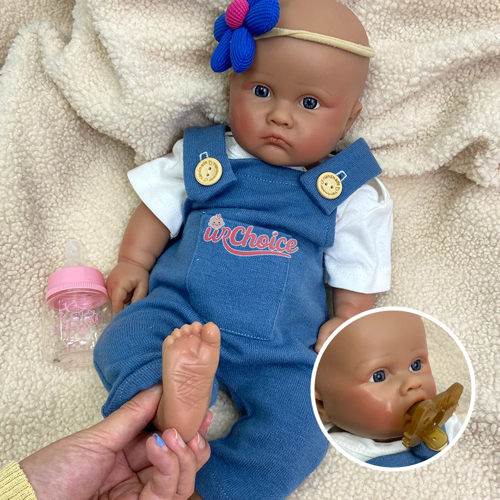 Adorable Soft Solid 18Inch Silicone Reborn Doll Hand-Painted Washable Reborn Doll 3D Visible Veins Newborn For Artist Collection