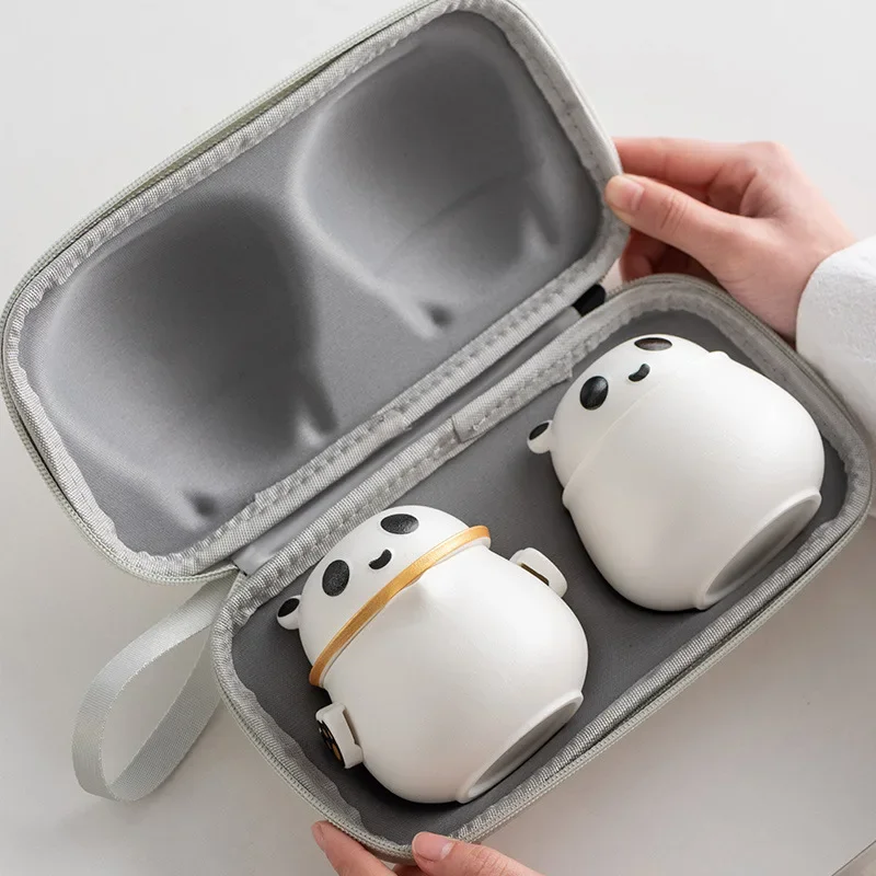 Luxury Panda Travel Tea Set, One Pot Three Cups, Quick Cup, High-end Kung Fu Tea Set, Business Gift,cute Designer Teaware Cups