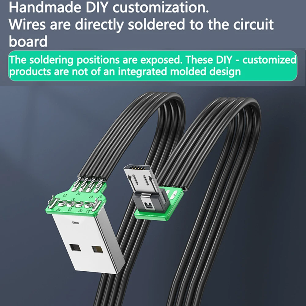 USB إلى مايكرو USB شقة سيليكون لينة كابل 90 درجة أندرويد بلوتوث سماعات بيانات الهاتف حتى أسفل اليسار اليمين الانحناء 0.1 متر-2 متر
