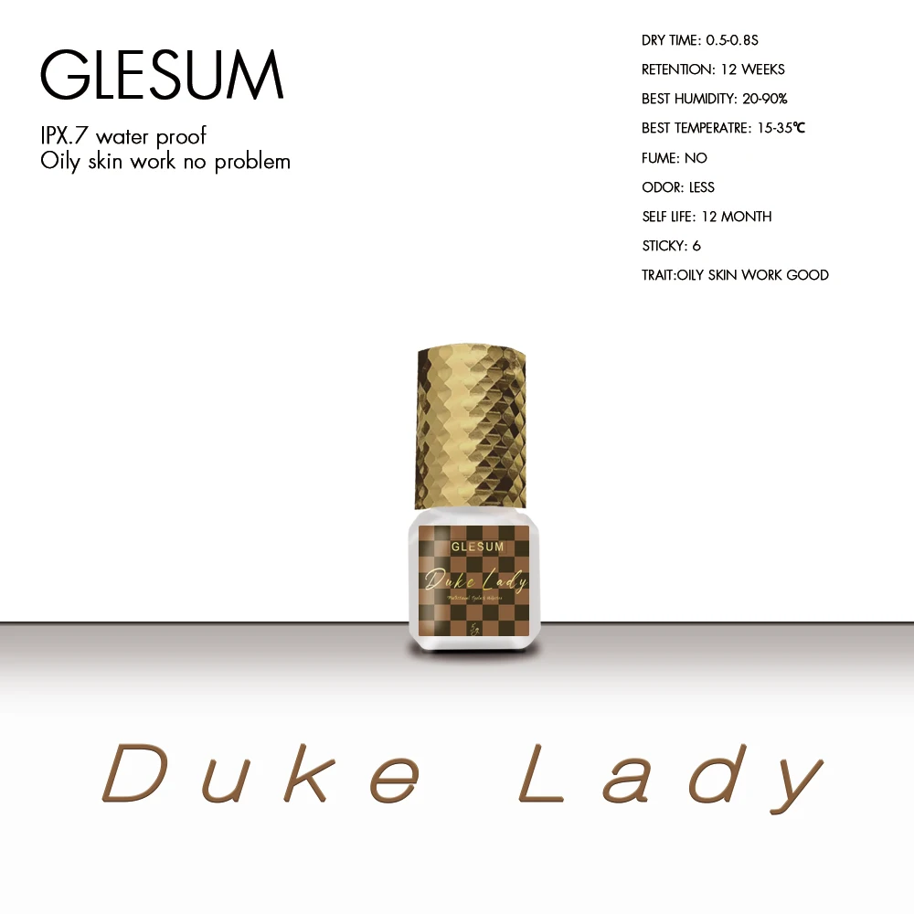 Glesum New Style Super Quality 0.5s Dry Duke Lady Glue Latex Free And Low Irritate Oily Skin Eyelash Extension Make Up Adhesive