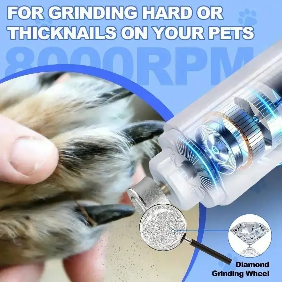 New Model 2‑In‑1 Dog Nail Clippers With Lights ‑ Electric Pet Nail Grinder Quiet, Suitable For Small Large Dogs And Cats, Led Prevents Over‑Cutting, Usb‑C Rechargeable Safety Protection Grooming Kit For Black Nails