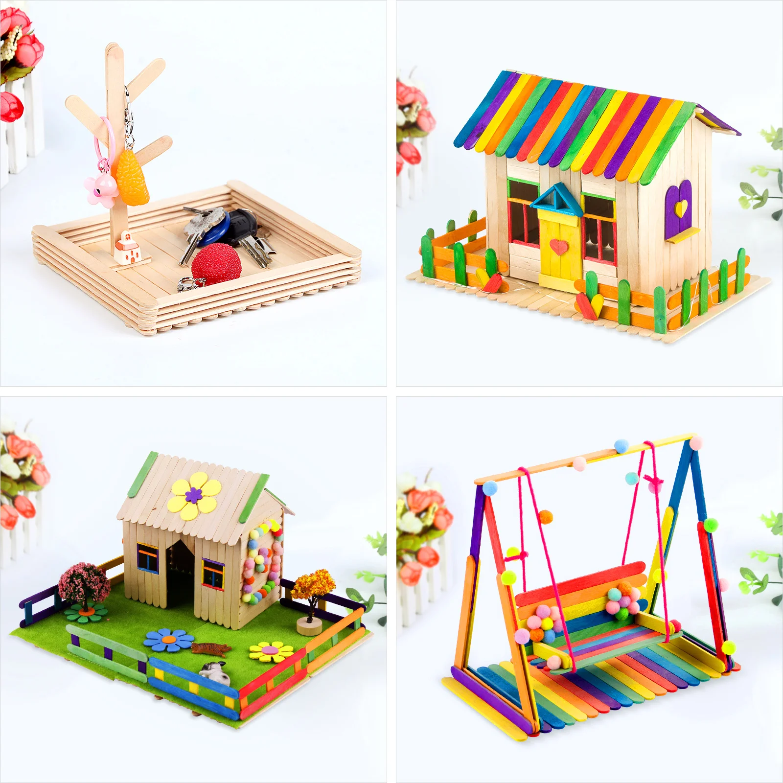 

400Pcs Wooden Ice Cream Sticks Natural Polished Surface DIY Craft Supplies for Math Counting Lollipops Crafting