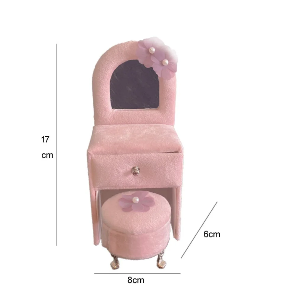 Doll Furniture BJD Dollhouse Sofa Box Doll Accessories Dresser Sofa Shape Travel Jewelry Box Model Pink Stylish Chaise Shape Box