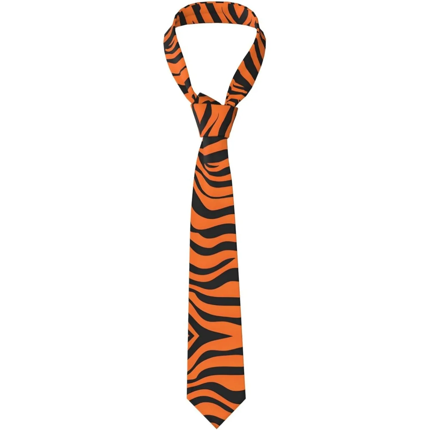 Tiger Stripes Orange Pattern Prints Men's Necktie Premium Polyester Fiber Tie for Business Weddings and Parties