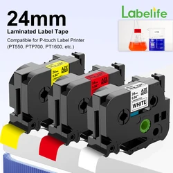 Mutiple Colors Label Tape 24mm Compatible for Brother P-touch Black on White Black on Yellow Label Printer Tape for PTP700 710