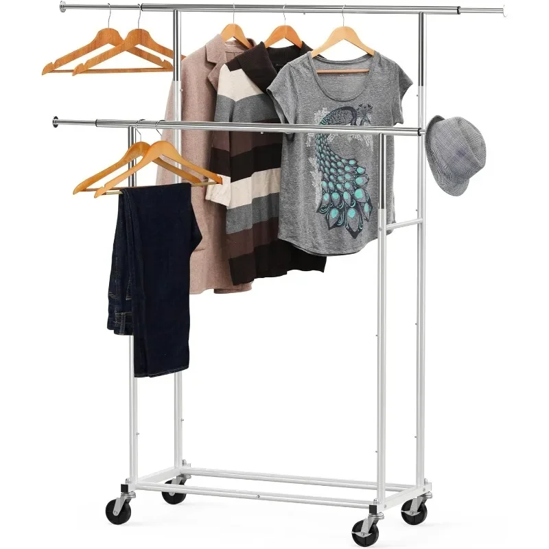 Standard Double Rod Garment Rack, Silver