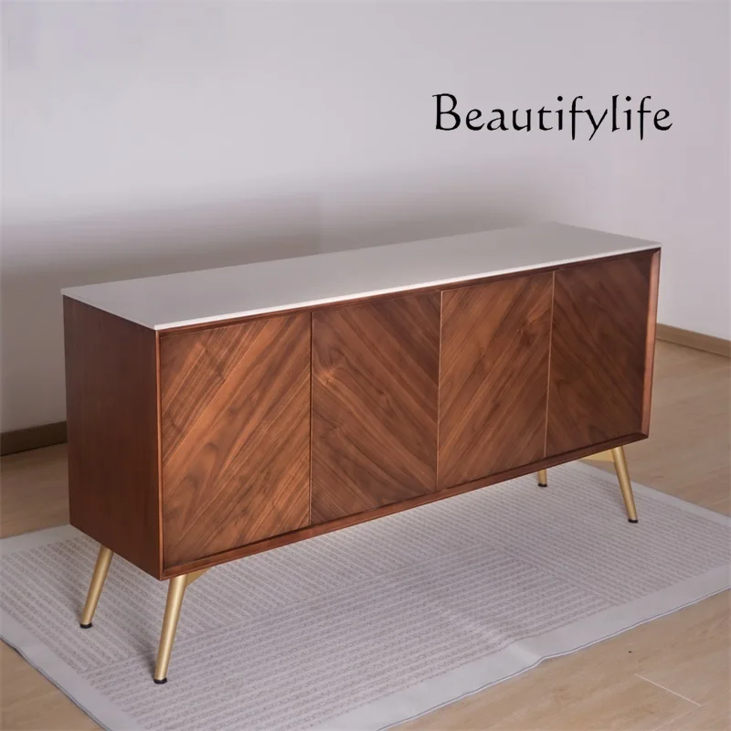 

Sideboard Cabinet Living Room Wall Storage Modern Simple Small Apartment Retro Walnut Color Home Entrance Cabinet