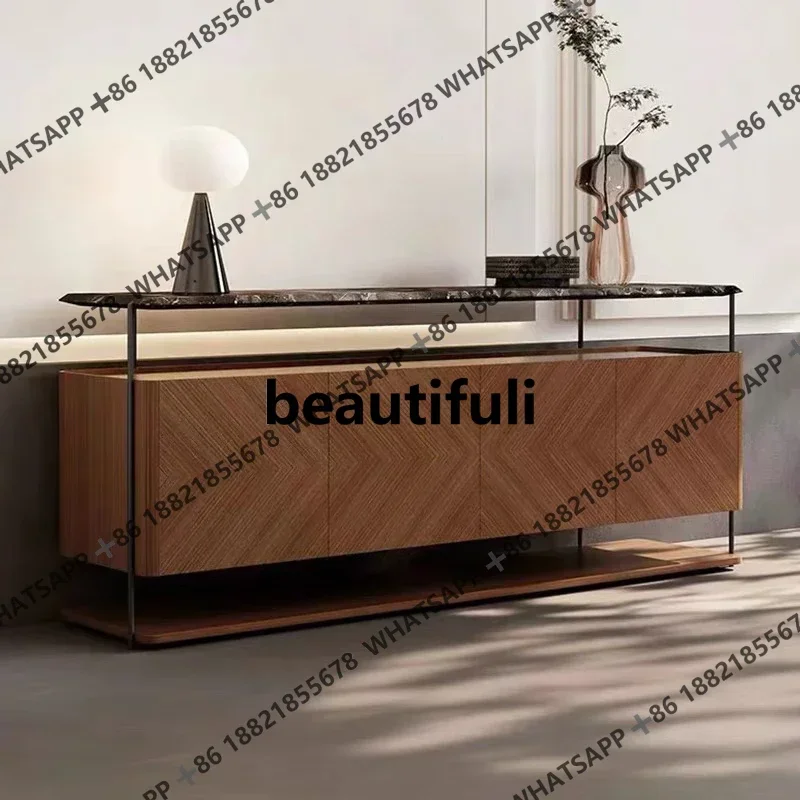 

ZJLight luxury marble Italian porch cabinet Solid wood living room storage locker Medium antique high-end dining side cabinet