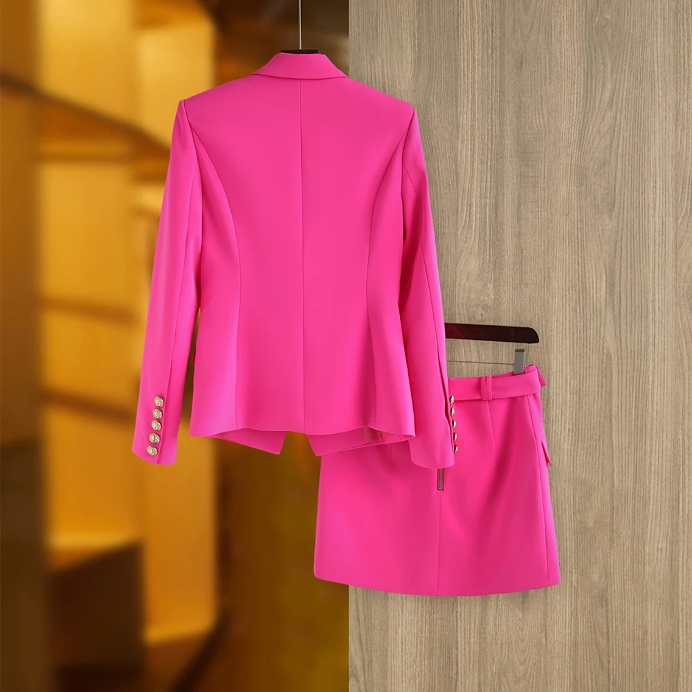 Hot Pink Women Street due pezzi gonna abiti moda Candy Color American Style Slim Lady Blazer set 2 pezzi