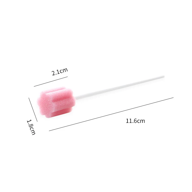 Hisopo de limpieza desechable, esponja para el cuidado bucal, con palo de esponja, 100 piezas