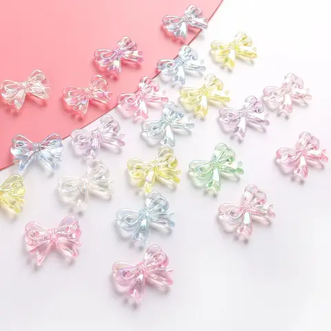 30PCS 여러 가지 빛깔의 AB 투명 활 아크릴 구슬 DIY 수제 보석 귀걸이 키 체인 재료 액세서리