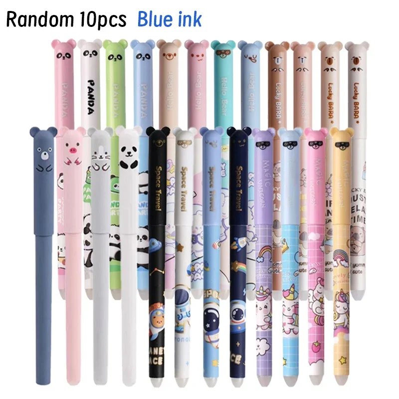 8/20 Pcs Cartoon Blue Ink Erasable Pen Astronaut Panda Rabbit 0.5mm Neutral Pen Writing Tool Sign Pen School Supplies