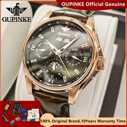 OUPINKE 3189 Automatic Mechanical Watches for Men Dual Calendar Moon Phase Wristwatch Waterproof Men's Watch Relogio Masculino