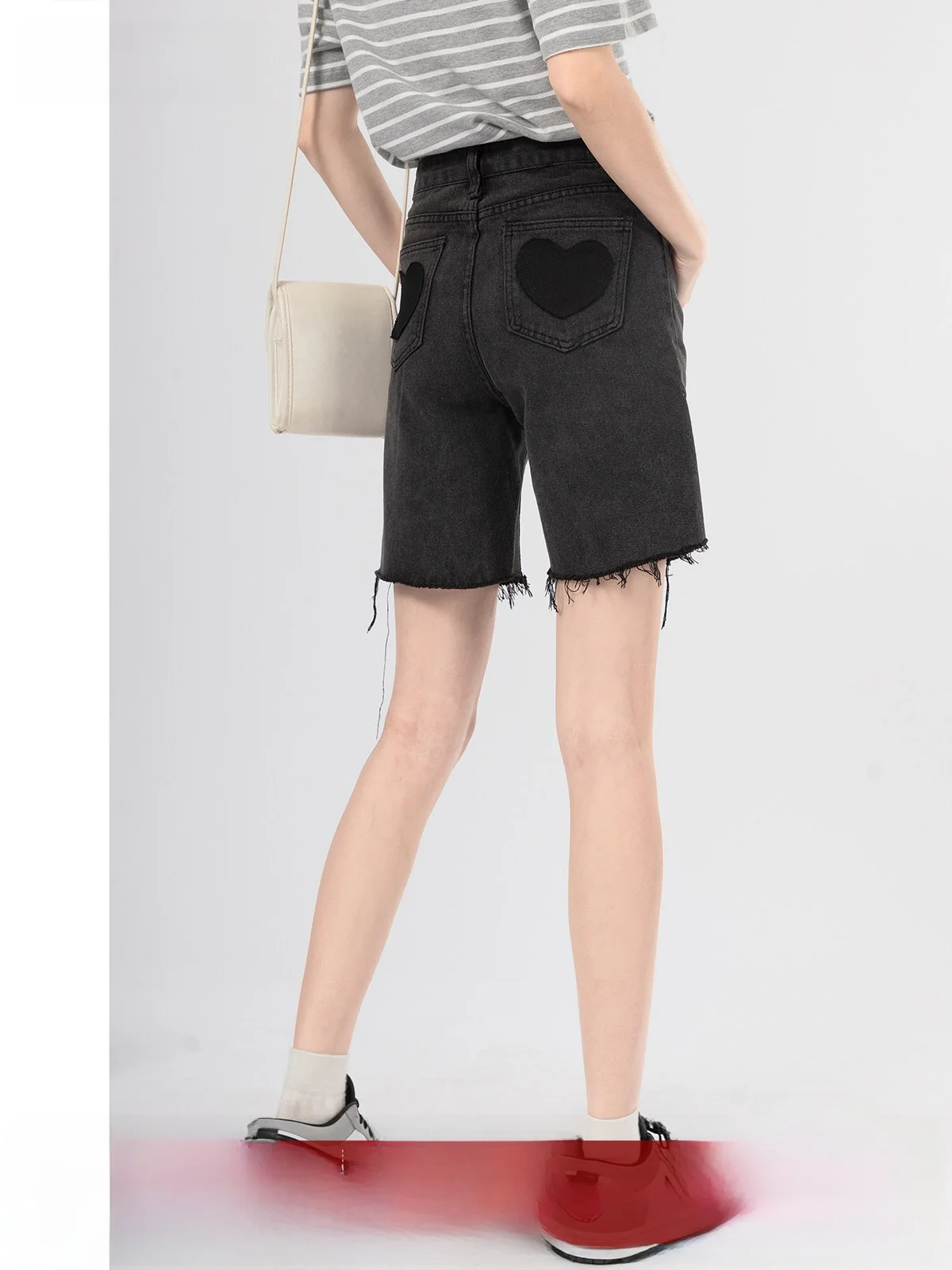 

High Waist Bla Denim orts Women's Spring 2026 New High Street Trend Ins Design Straight Leg Jeans Summer Ladies orts