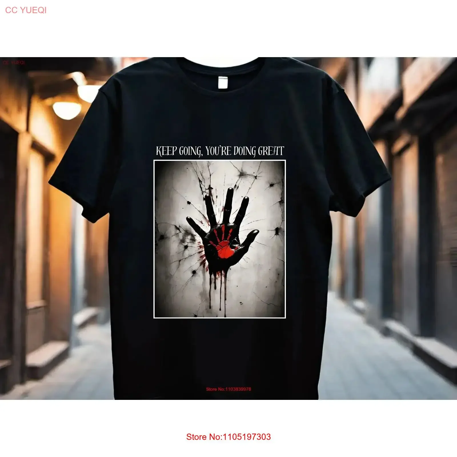 Goth Horror T Shirt Ironic Gothic with Positive Vibes Alternative Fashion Twisted Humor Existentialism Absurdism vintage Casual