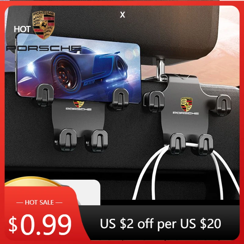 

Наклейка на автомобиль для Porsche Cayman, Cayenne, 911, Macan: крючок-органайзер на подголовник сиденья для сумок, кошельков, пальто