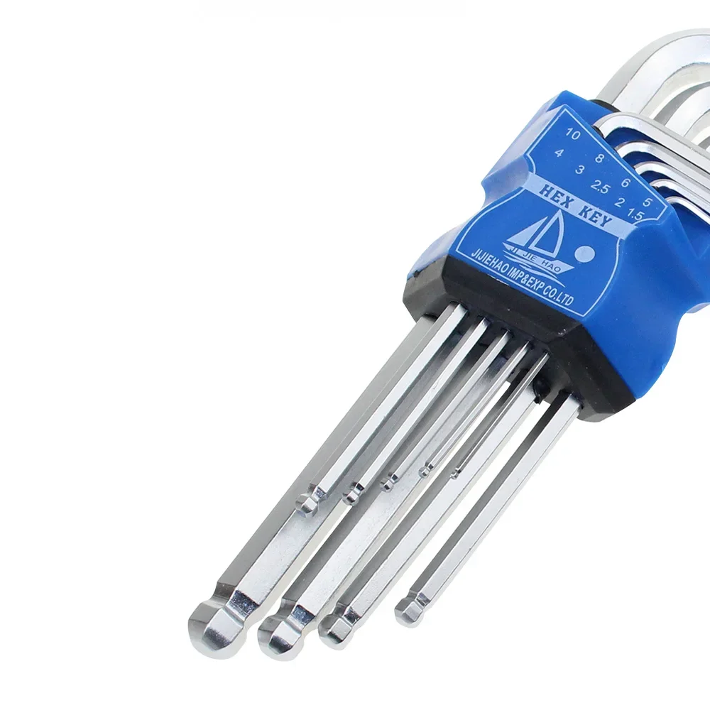 Inch Allen Wrench Set Hex Ball Head Portable Bicycle Repair Hand Tools Screwdriver Tip 1/16 To 3/8 L Shape Short Arm Tool