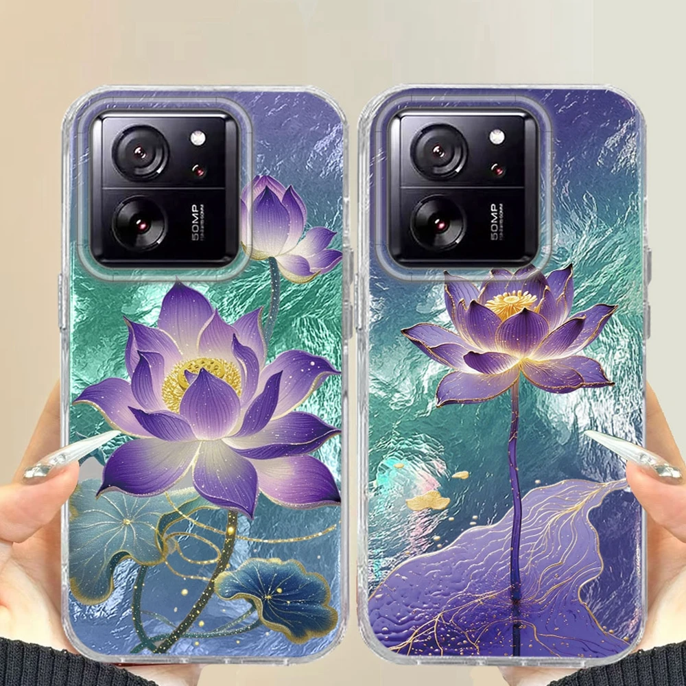 Bunte Lotus Blume Mädchen Druck Frauen Für Xiaomi 13T 14T Pro 11 Lite NE Poco X5 X6 X7 M6 C65 C61 M5S 5G Telefon Fall Shell Cover