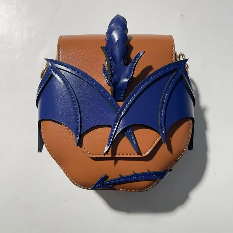 3d Dragon Wing Crossbody Bag For Women Cool Pu Leather Saddle Bag With Contrast Color Creative Design Trend Single Shoulder Bag