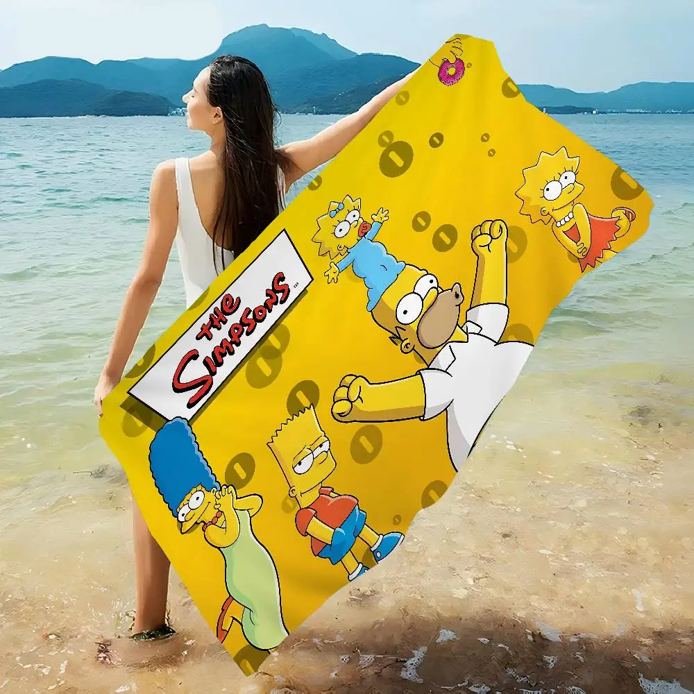 Serviette de bain en microfibre The S-Simpsons, douce, absorbante, respirante, pour filles et enfants, serviette de plage décorative à motif de dessin animé