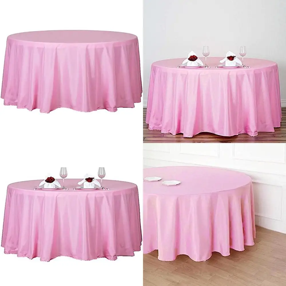 

Pink 120 Inch Round Polyester Tablecloths for Weddings, Parties, and Banquets - 6 Pack Fabric Linens for Events