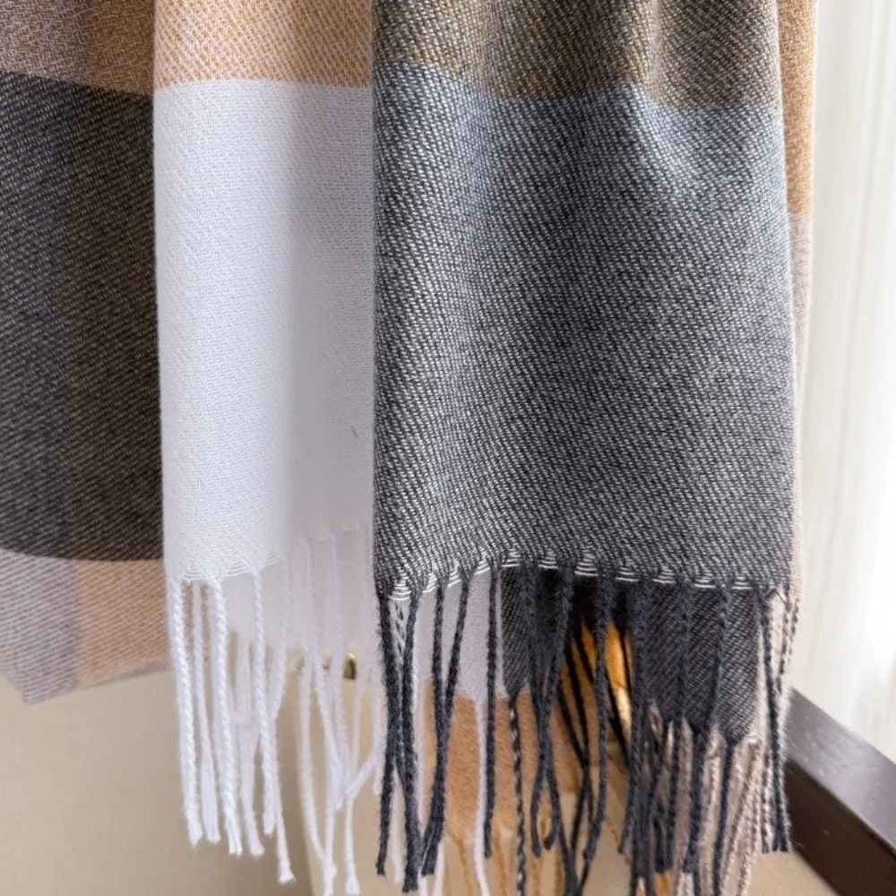 عارضة قوس قزح اللون الكشمير شال شرابة الرقبة حماية الشتاء وشاح منقوشة نمط وشاح دافئ #3