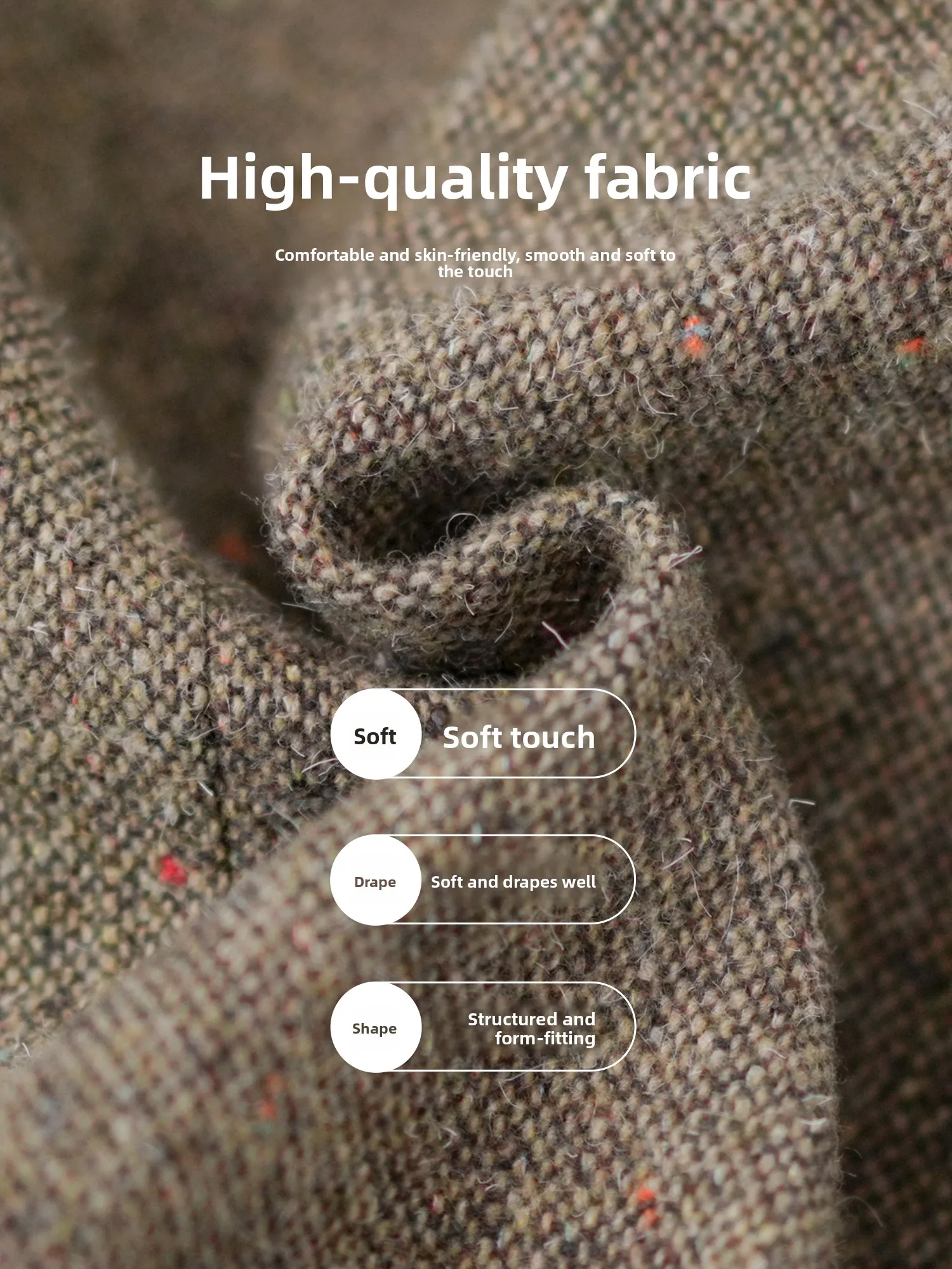 Karamellfarbener Tweed-Anzug für Damen, tailliert, Nel Jaet, Herbst-Winter, Faion-Oberbekleidung, passendes Rock-Set