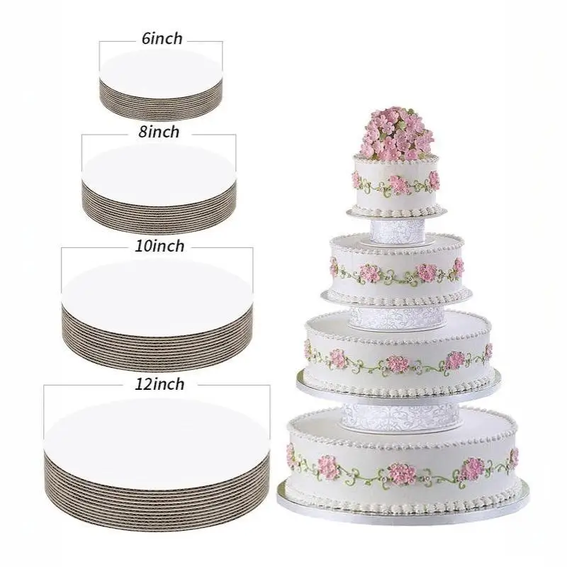 10Pcs 15/20/25/30cm Round Cake Boards Circle Cardboard Base Cupcake Dessert Tray Birthday Party Cake Decorating Supplie