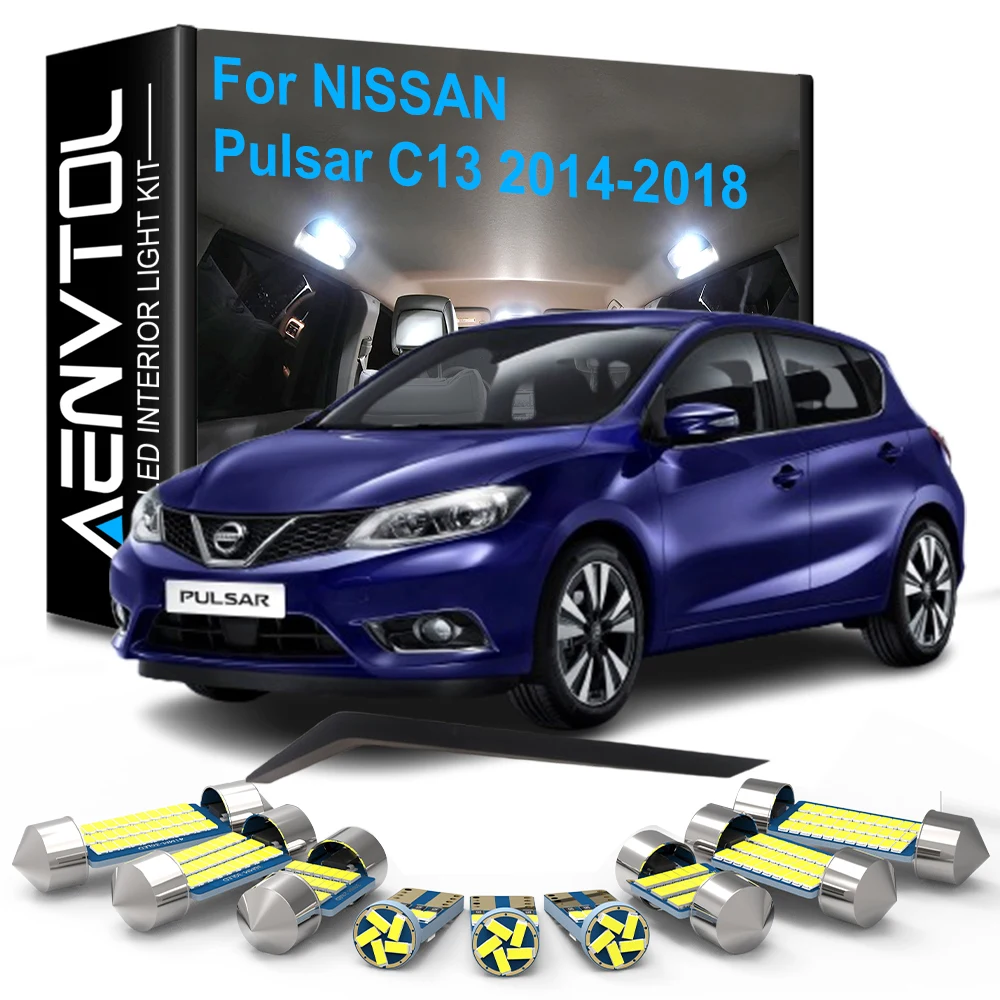 

7 шт. автомобильные светодиодные внутренние фонари Canbus для Nissan Pulsar C13 2014 22012 016 2017 2018 купольная лампа для чтения багажника номерного знака