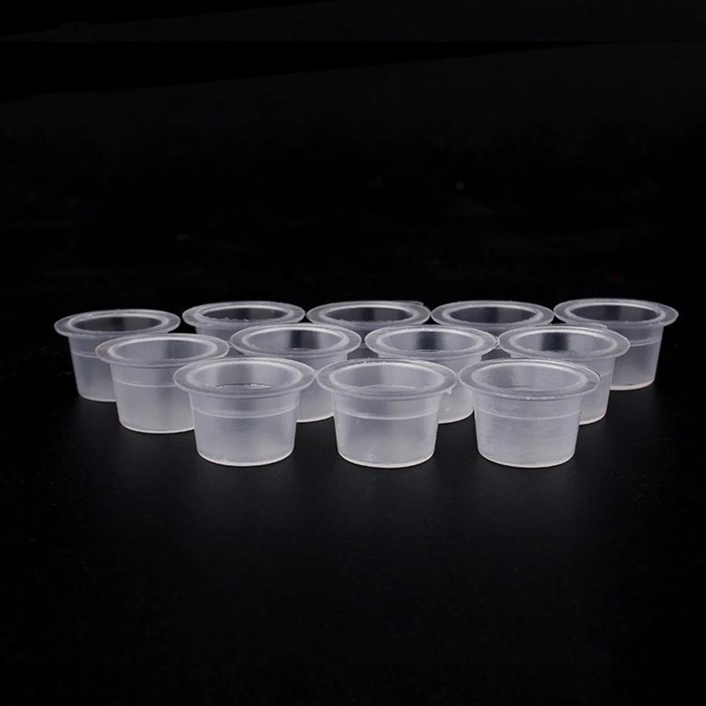

500Pcs Ink Cups Disposable Clear Ink Caps Tattoo Pigment Container Kits for Permanent Eyelash Makeup Eyebrow Supplies Size M