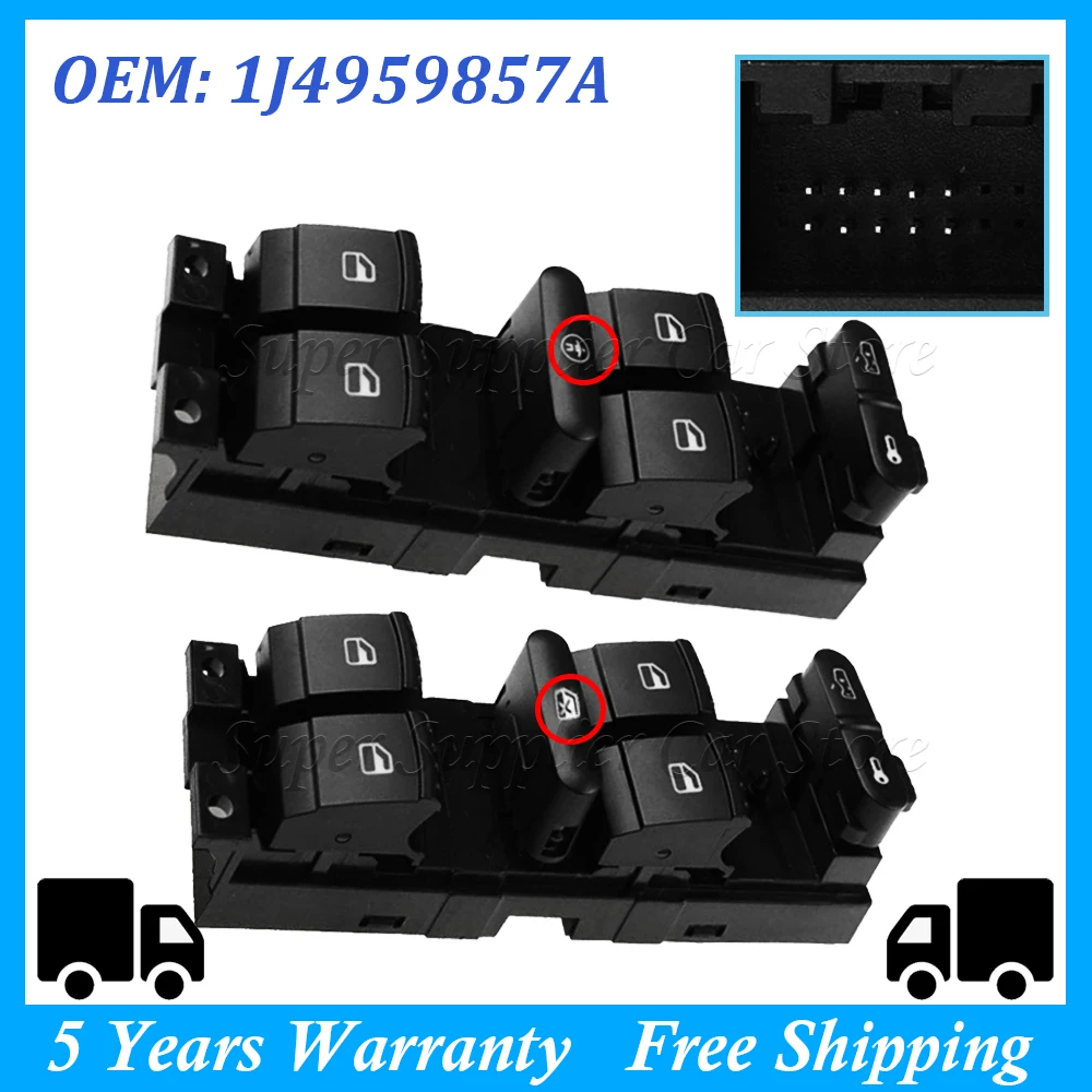 For VW Golf MK4 Bora Seat Skoda Octavia MK1 Fabia 1J4959857A Master Power Window Switch 1J4 959 857A 1J4 959 857 A