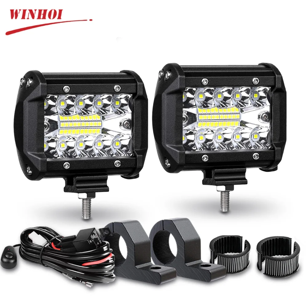 

LED Work Light Bar with Wiring Harness Bracket LED headlights 12-24V Offroad 4X4 Car Spotlights Led Pods For Tractor ATV UTV SUV