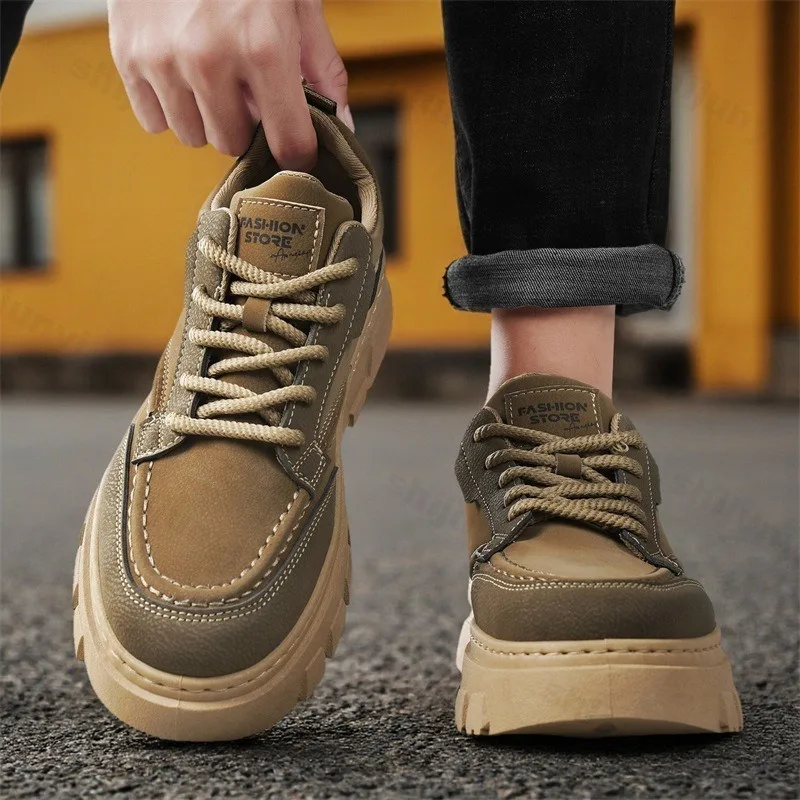 

Vintage Low Top Thick Sole Casual Single Shoes for Men Autumn 2025 New Fashion Versatile Comfortable Anti Slip Platform Sneakers