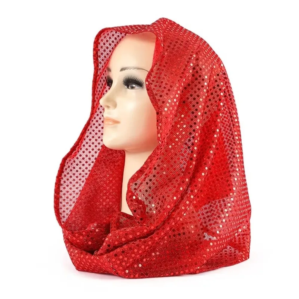 

Новая мягкая дышащая легкая кружевная хиджаб-шапка с пайетками, однотонный тюрбан с пайетками, женский головной убор