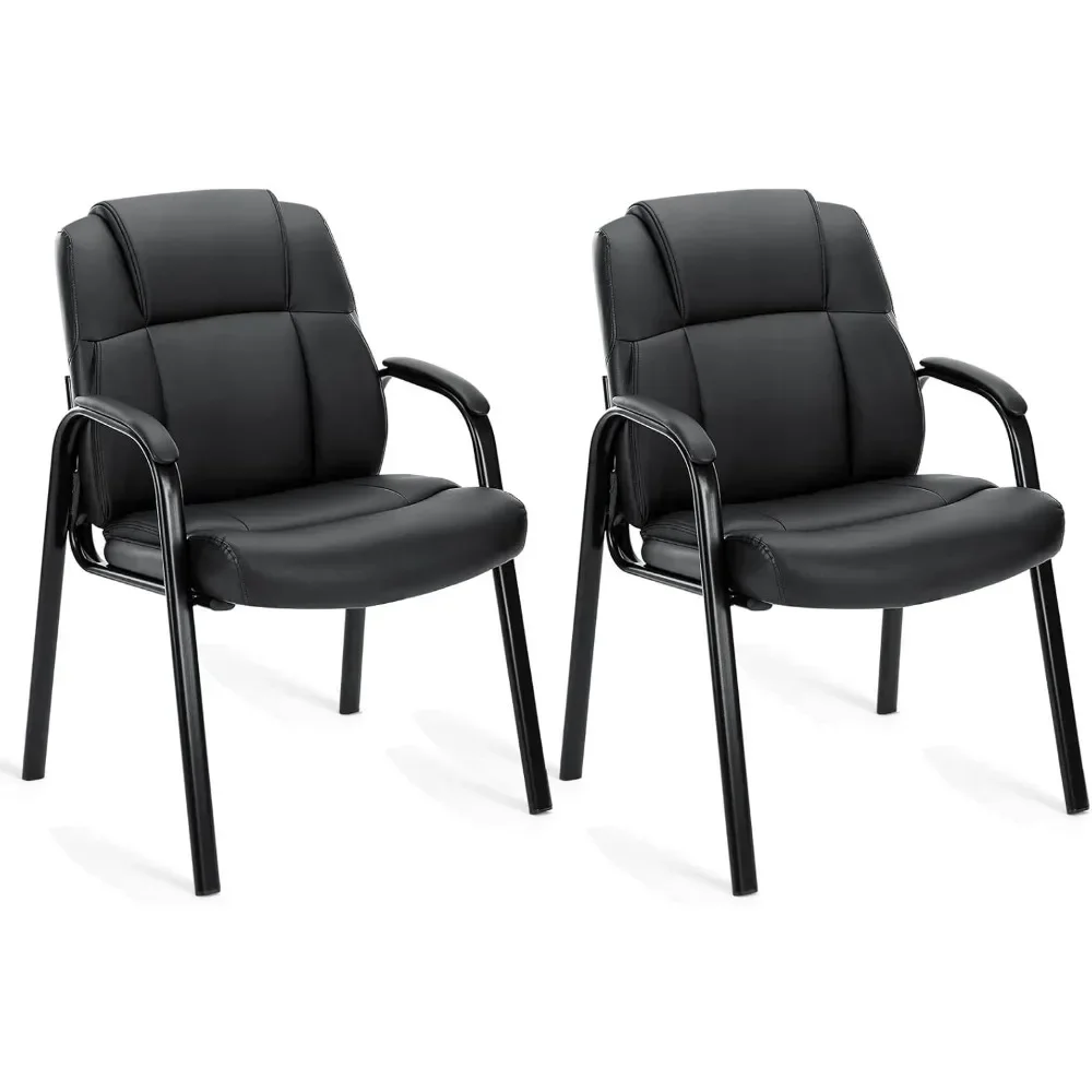 Guest Chair Set of 2 Lumbar Support, Black- 2 Pack，thickened Foam Cushion，metal Construction Frame ，Guest Chair Set