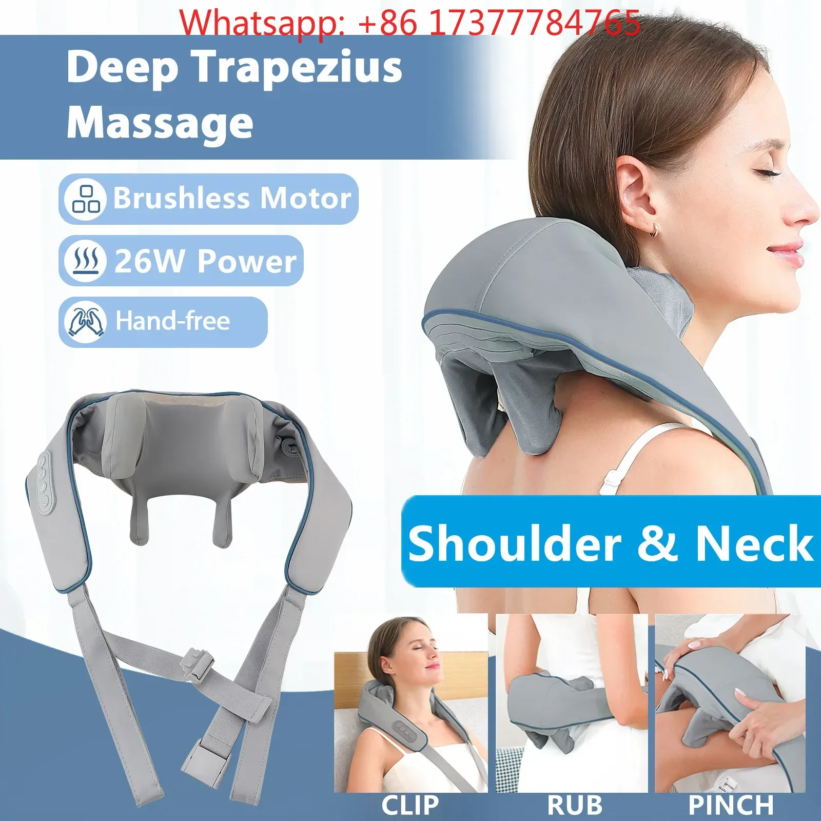 26W Foreverlily Wireless Neck And Shoulder Massager Kneading Shawl Back Trapezius Cervical Masajeador