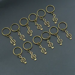 12 Sets bronze alloy lLarge music note pendant  18mm Split Key Ring Keyrings  EDC Bag Decor Keychains