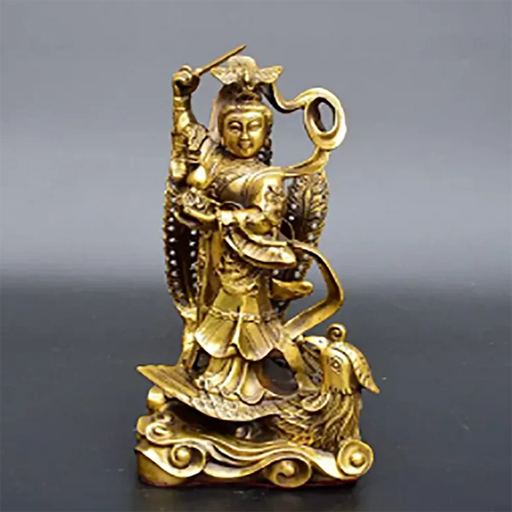 Copper Statue Antique Pure Copper Brass Nine Days Xuannu Statue Nine Days Virgin Statue Handicraft Ornament