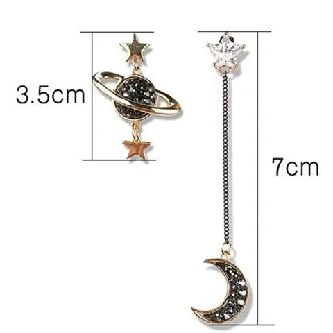 Новые корейские модные серьги из сплава «Луна и Звезда», фиолетовые серьги со звездами и луной, асимметричные серьги со стразами для женщин, ювелирные изделия топ 10 фиолетовые серьги - №8