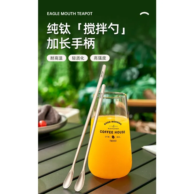 Pure Titanium Long Handle Bar Spoon Hand Beaten Coffee Stirring Spoon Lemon Dessert Mixing Spoon Bartending Special Stir Stick - view 6